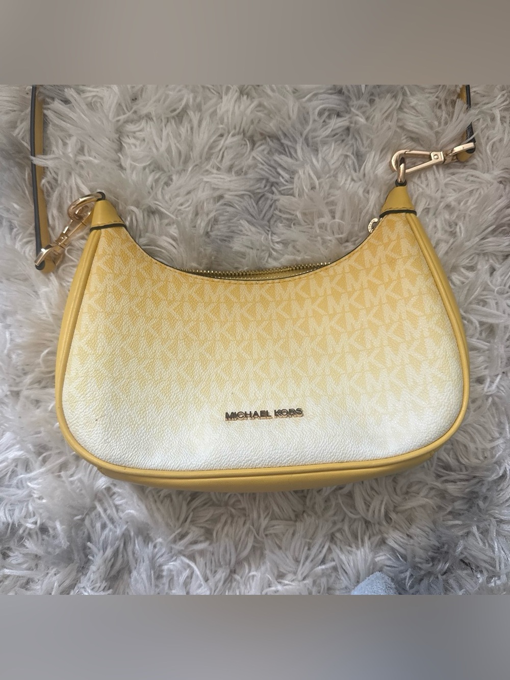 Michael Kors Yellow Signature Crescent Shoulder Bag